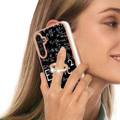 YB IMD Series-20 Style D for Samsung Galaxy A34 5G Kickstand TPU Case IMD Pattern 2.0mm Electroplating Phone Cover