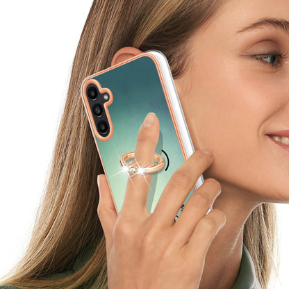 YB IMD Series-20 Style D for Samsung Galaxy A54 5G TPU Phone Cover IMD Pattern 2.0mm Electroplating Case with Kickstand