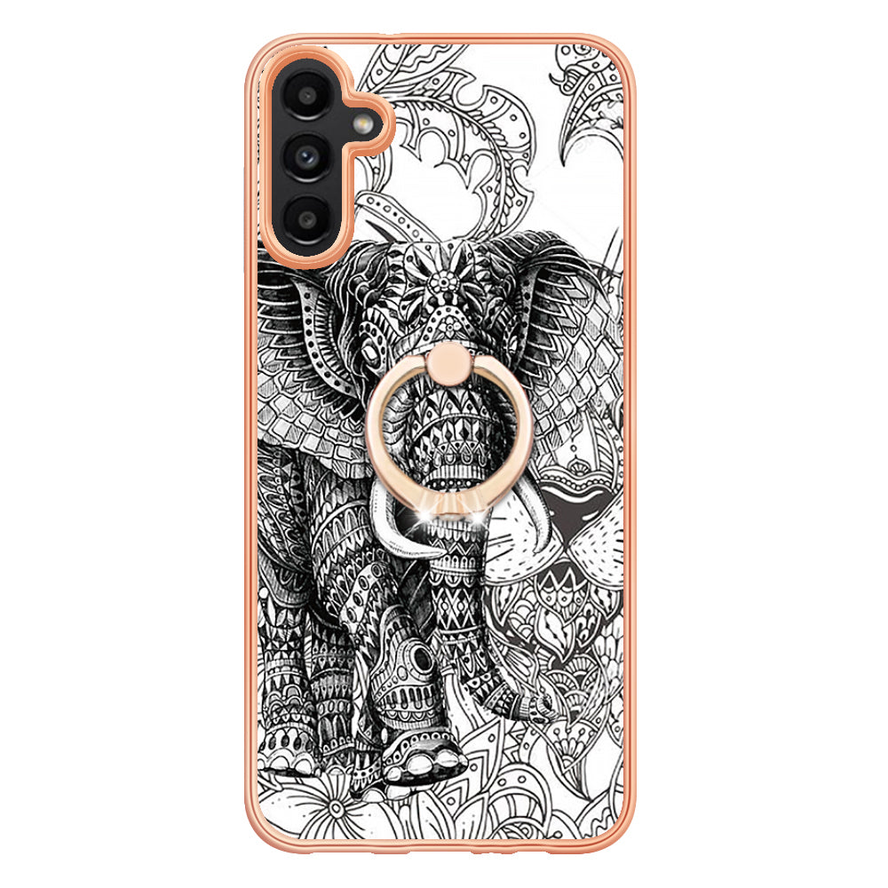 YB IMD Series-20 Style D for Samsung Galaxy A54 5G TPU Phone Cover IMD Pattern 2.0mm Electroplating Case with Kickstand