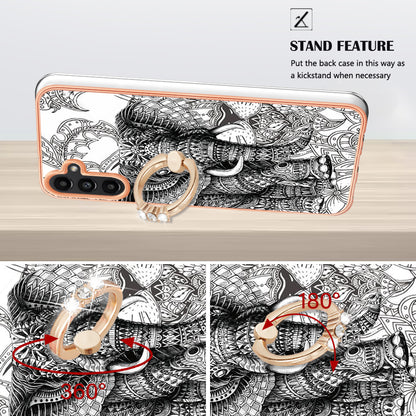 YB IMD Series-20 Style D for Samsung Galaxy A54 5G TPU Phone Cover IMD Pattern 2.0mm Electroplating Case with Kickstand