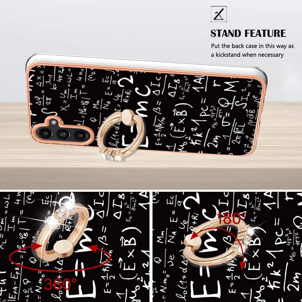 YB IMD Series-20 Style D for Samsung Galaxy A54 5G TPU Phone Cover IMD Pattern 2.0mm Electroplating Case with Kickstand