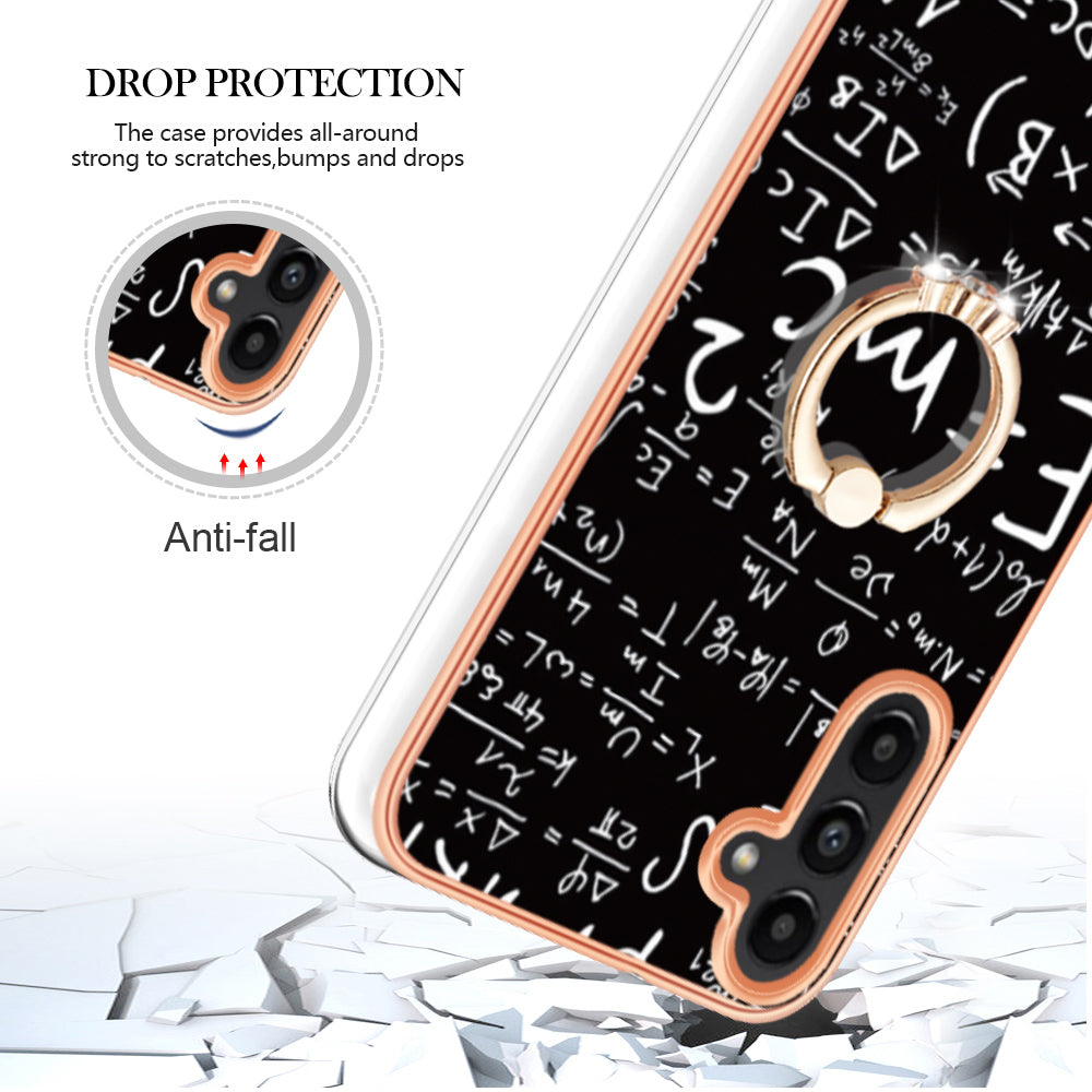 YB IMD Series-20 Style D for Samsung Galaxy A54 5G TPU Phone Cover IMD Pattern 2.0mm Electroplating Case with Kickstand