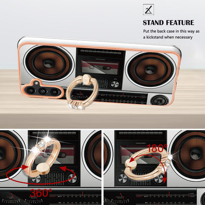 YB IMD Series-20 Style D for Samsung Galaxy A54 5G TPU Phone Cover IMD Pattern 2.0mm Electroplating Case with Kickstand