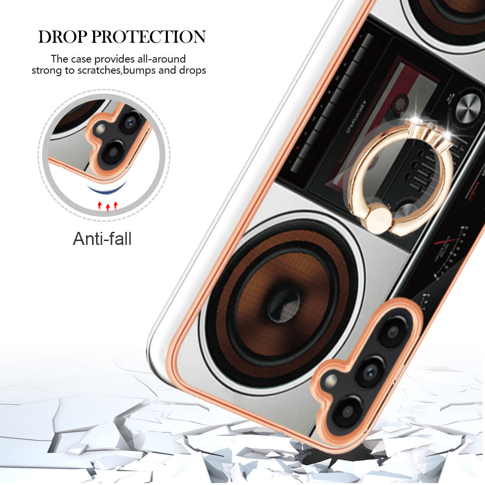 YB IMD Series-20 Style D for Samsung Galaxy A54 5G TPU Phone Cover IMD Pattern 2.0mm Electroplating Case with Kickstand
