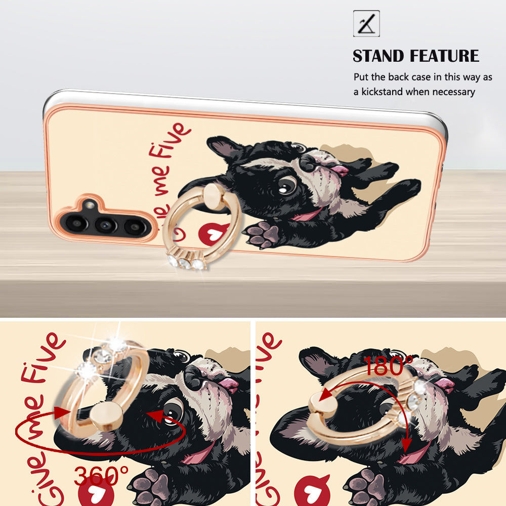 YB IMD Series-20 Style D for Samsung Galaxy A54 5G TPU Phone Cover IMD Pattern 2.0mm Electroplating Case with Kickstand