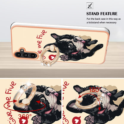 YB IMD Series-20 Style D for Samsung Galaxy A54 5G TPU Phone Cover IMD Pattern 2.0mm Electroplating Case with Kickstand