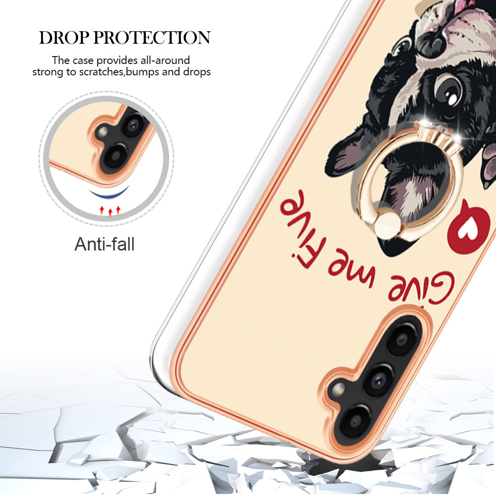 YB IMD Series-20 Style D for Samsung Galaxy A54 5G TPU Phone Cover IMD Pattern 2.0mm Electroplating Case with Kickstand