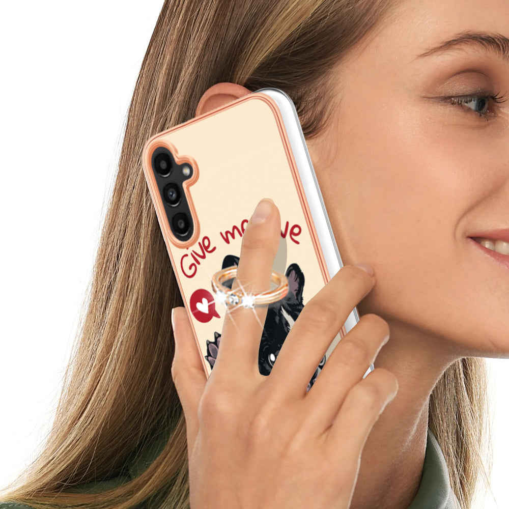 YB IMD Series-20 Style D for Samsung Galaxy A54 5G TPU Phone Cover IMD Pattern 2.0mm Electroplating Case with Kickstand