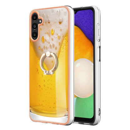 YB IMD Series-20 Style D for Samsung Galaxy A54 5G TPU Phone Cover IMD Pattern 2.0mm Electroplating Case with Kickstand