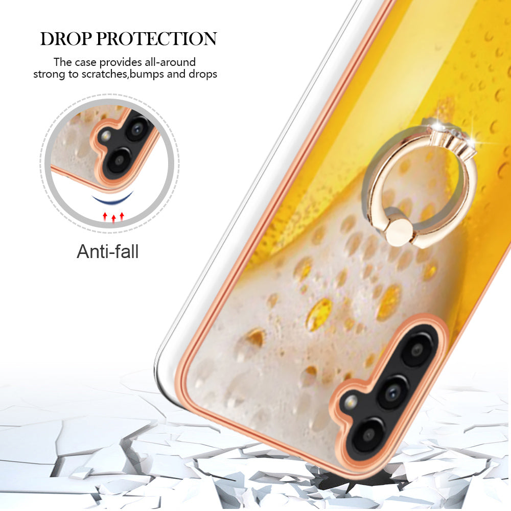 YB IMD Series-20 Style D for Samsung Galaxy A54 5G TPU Phone Cover IMD Pattern 2.0mm Electroplating Case with Kickstand