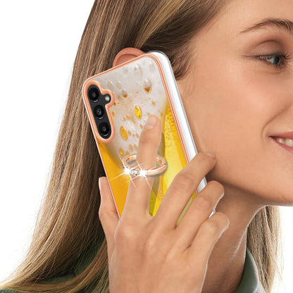 YB IMD Series-20 Style D for Samsung Galaxy A54 5G TPU Phone Cover IMD Pattern 2.0mm Electroplating Case with Kickstand