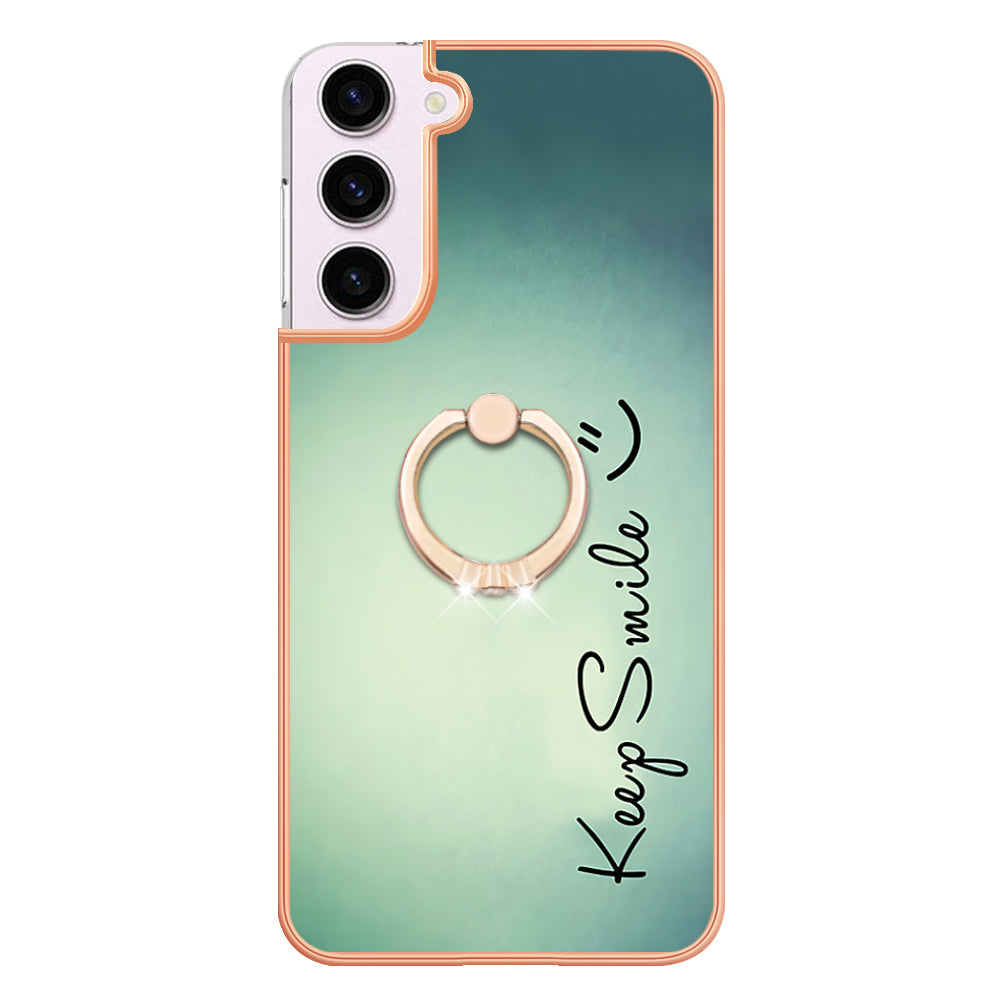 YB IMD Series-20 Style D for Samsung Galaxy S23 Kickstand IMD Pattern TPU Phone Case 2.0mm Electroplating Cover