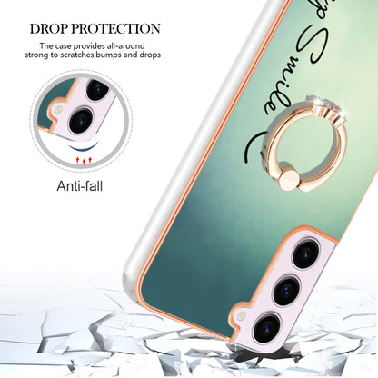 YB IMD Series-20 Style D for Samsung Galaxy S23 Kickstand IMD Pattern TPU Phone Case 2.0mm Electroplating Cover