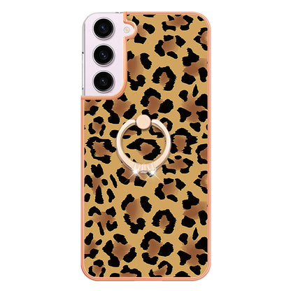YB IMD Series-20 Style D for Samsung Galaxy S23 Kickstand IMD Pattern TPU Phone Case 2.0mm Electroplating Cover