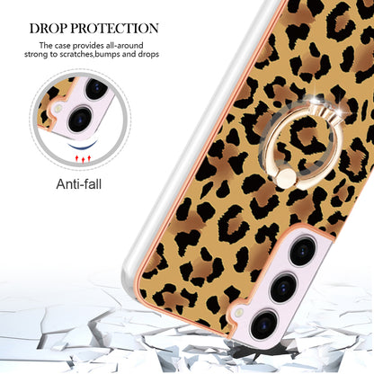 YB IMD Series-20 Style D for Samsung Galaxy S23 Kickstand IMD Pattern TPU Phone Case 2.0mm Electroplating Cover