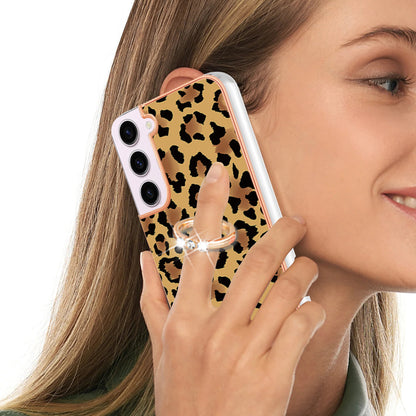 YB IMD Series-20 Style D for Samsung Galaxy S23 Kickstand IMD Pattern TPU Phone Case 2.0mm Electroplating Cover