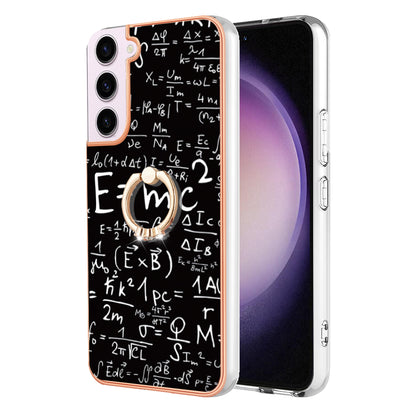 YB IMD Series-20 Style D for Samsung Galaxy S23 Kickstand IMD Pattern TPU Phone Case 2.0mm Electroplating Cover
