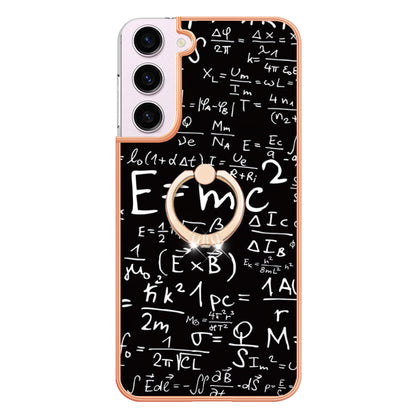 YB IMD Series-20 Style D for Samsung Galaxy S23 Kickstand IMD Pattern TPU Phone Case 2.0mm Electroplating Cover