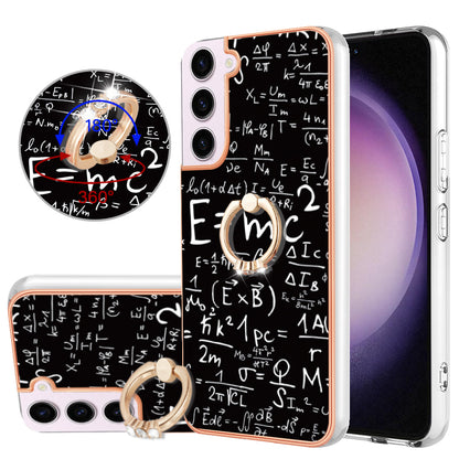 YB IMD Series-20 Style D for Samsung Galaxy S23 Kickstand IMD Pattern TPU Phone Case 2.0mm Electroplating Cover