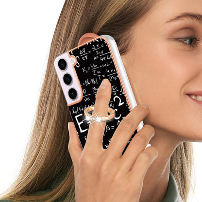 YB IMD Series-20 Style D for Samsung Galaxy S23 Kickstand IMD Pattern TPU Phone Case 2.0mm Electroplating Cover