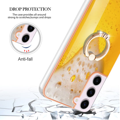 YB IMD Series-20 Style D for Samsung Galaxy S23 Kickstand IMD Pattern TPU Phone Case 2.0mm Electroplating Cover