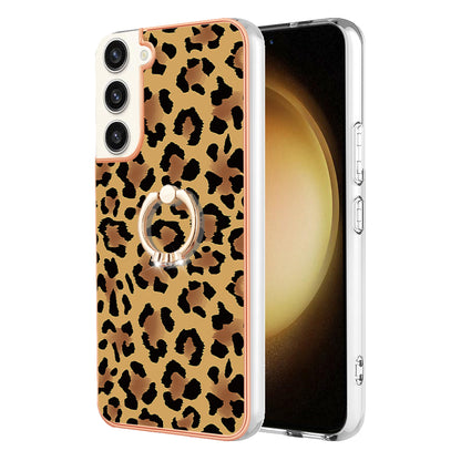 YB IMD Series-20 Style D for Samsung Galaxy S23+ IMD Pattern Phone TPU Case 2.0mm Electroplating Kickstand Cover
