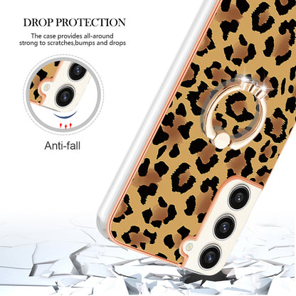 YB IMD Series-20 Style D for Samsung Galaxy S23+ IMD Pattern Phone TPU Case 2.0mm Electroplating Kickstand Cover