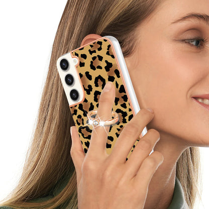 YB IMD Series-20 Style D for Samsung Galaxy S23+ IMD Pattern Phone TPU Case 2.0mm Electroplating Kickstand Cover