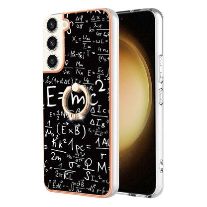 YB IMD Series-20 Style D for Samsung Galaxy S23+ IMD Pattern Phone TPU Case 2.0mm Electroplating Kickstand Cover