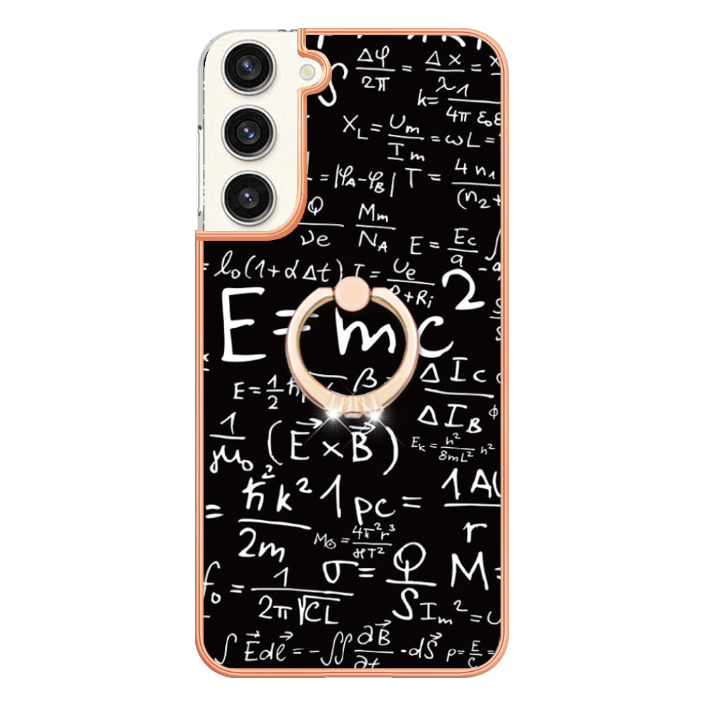YB IMD Series-20 Style D for Samsung Galaxy S23+ IMD Pattern Phone TPU Case 2.0mm Electroplating Kickstand Cover