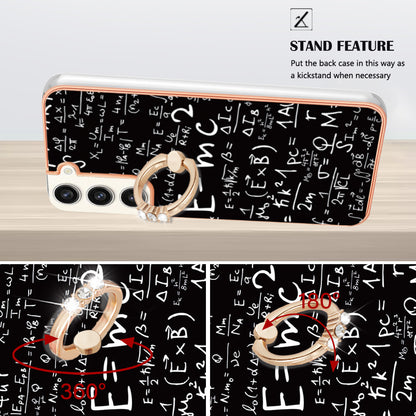 YB IMD Series-20 Style D for Samsung Galaxy S23+ IMD Pattern Phone TPU Case 2.0mm Electroplating Kickstand Cover