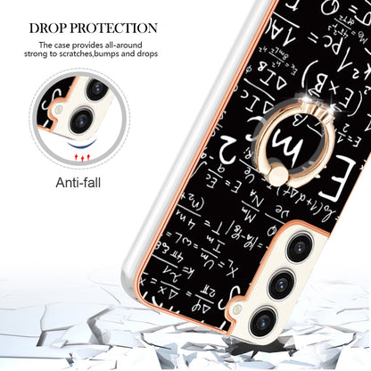 YB IMD Series-20 Style D for Samsung Galaxy S23+ IMD Pattern Phone TPU Case 2.0mm Electroplating Kickstand Cover