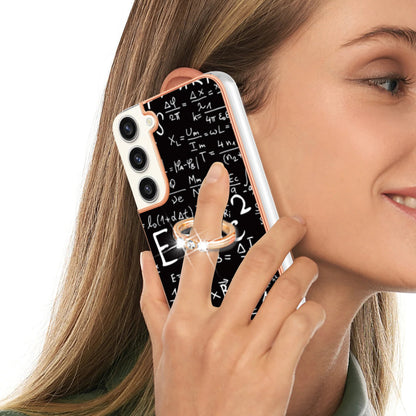 YB IMD Series-20 Style D for Samsung Galaxy S23+ IMD Pattern Phone TPU Case 2.0mm Electroplating Kickstand Cover