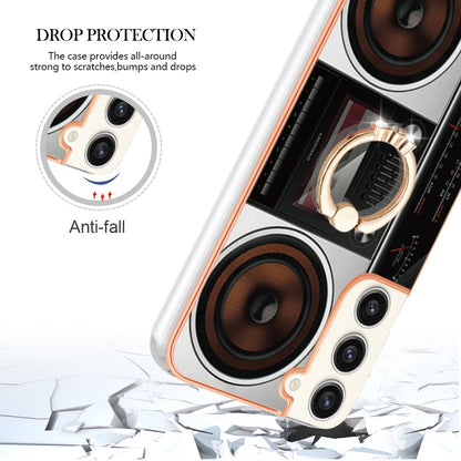 YB IMD Series-20 Style D for Samsung Galaxy S23+ IMD Pattern Phone TPU Case 2.0mm Electroplating Kickstand Cover