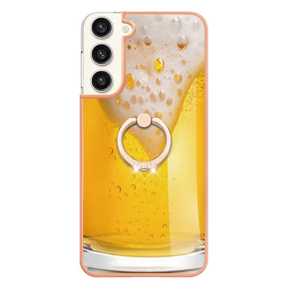 YB IMD Series-20 Style D for Samsung Galaxy S23+ IMD Pattern Phone TPU Case 2.0mm Electroplating Kickstand Cover