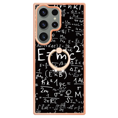 YB IMD Series-20 Style D for Samsung Galaxy S23 Ultra TPU Phone Case IMD Pattern Kickstand 2.0mm Electroplating Cover