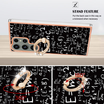 YB IMD Series-20 Style D for Samsung Galaxy S23 Ultra TPU Phone Case IMD Pattern Kickstand 2.0mm Electroplating Cover