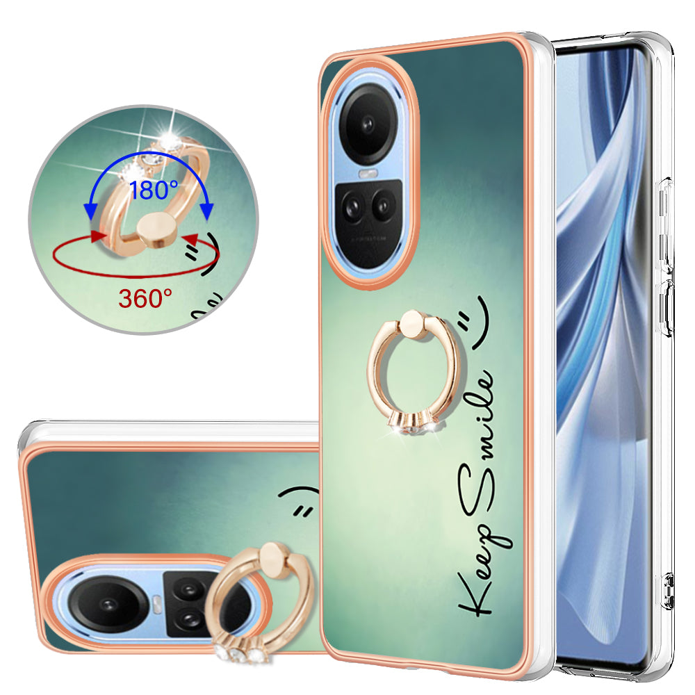 YB IMD Series-20 Style D for Oppo Reno10 5G (Global) 2.0mm IMD Pattern Phone Case Electroplating TPU Cover