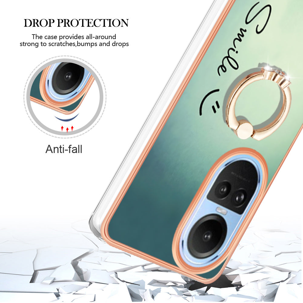 YB IMD Series-20 Style D for Oppo Reno10 5G (Global) 2.0mm IMD Pattern Phone Case Electroplating TPU Cover