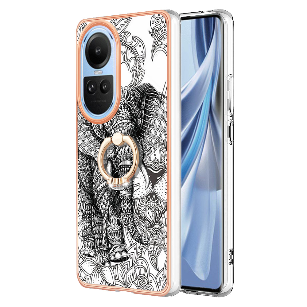 YB IMD Series-20 Style D for Oppo Reno10 5G (Global) 2.0mm IMD Pattern Phone Case Electroplating TPU Cover