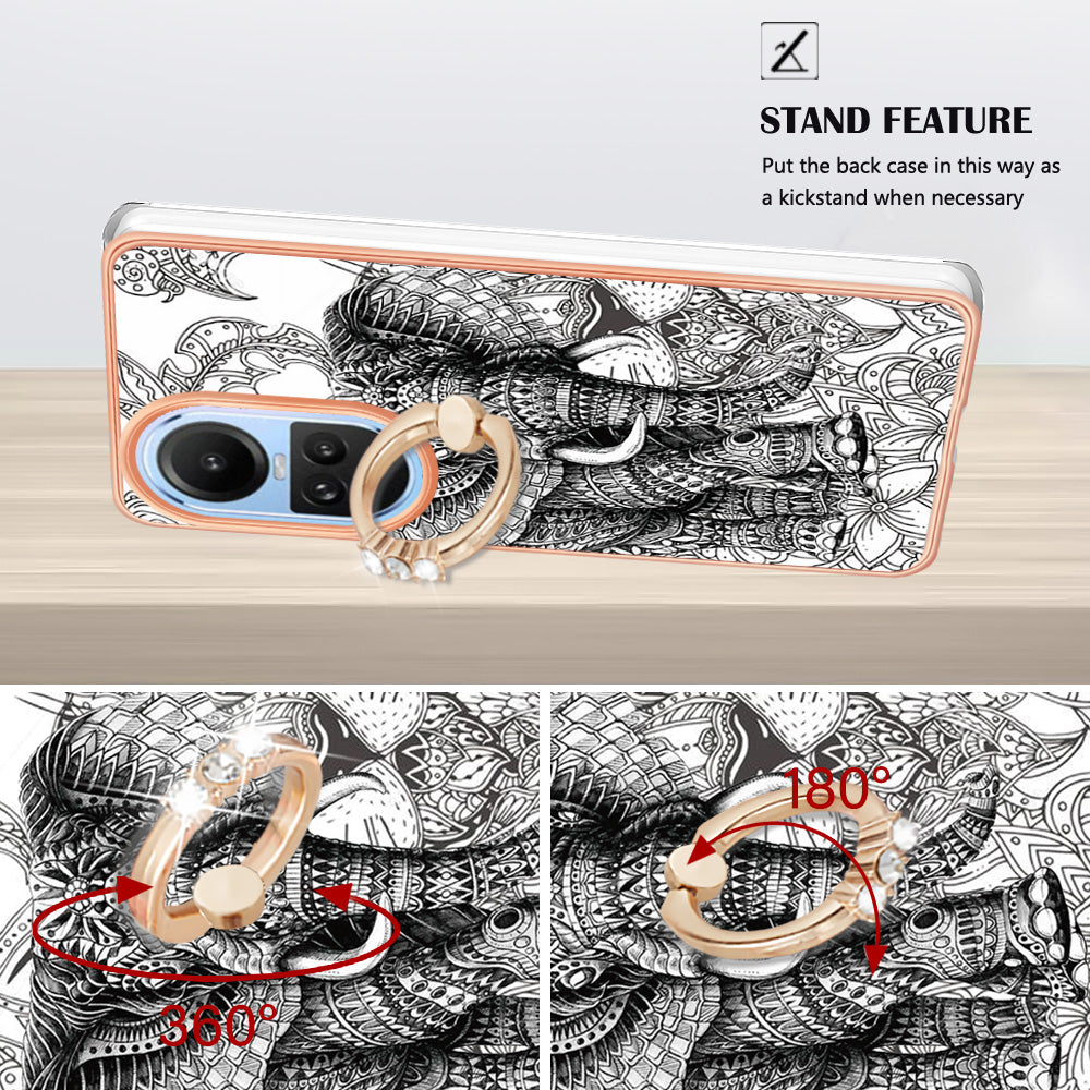YB IMD Series-20 Style D for Oppo Reno10 5G (Global) 2.0mm IMD Pattern Phone Case Electroplating TPU Cover