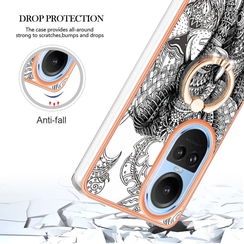 YB IMD Series-20 Style D for Oppo Reno10 5G (Global) 2.0mm IMD Pattern Phone Case Electroplating TPU Cover