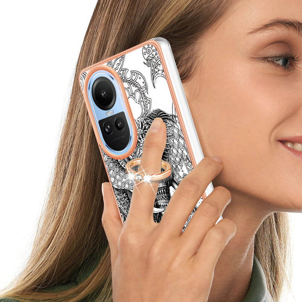 YB IMD Series-20 Style D for Oppo Reno10 5G (Global) 2.0mm IMD Pattern Phone Case Electroplating TPU Cover