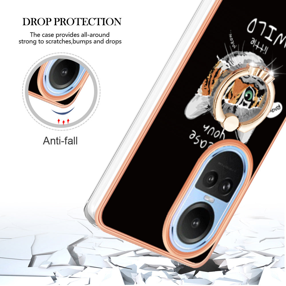 YB IMD Series-20 Style D for Oppo Reno10 5G (Global) 2.0mm IMD Pattern Phone Case Electroplating TPU Cover
