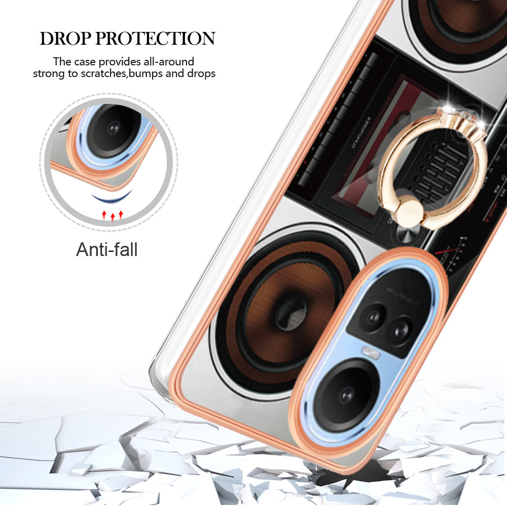 YB IMD Series-20 Style D for Oppo Reno10 5G (Global) 2.0mm IMD Pattern Phone Case Electroplating TPU Cover