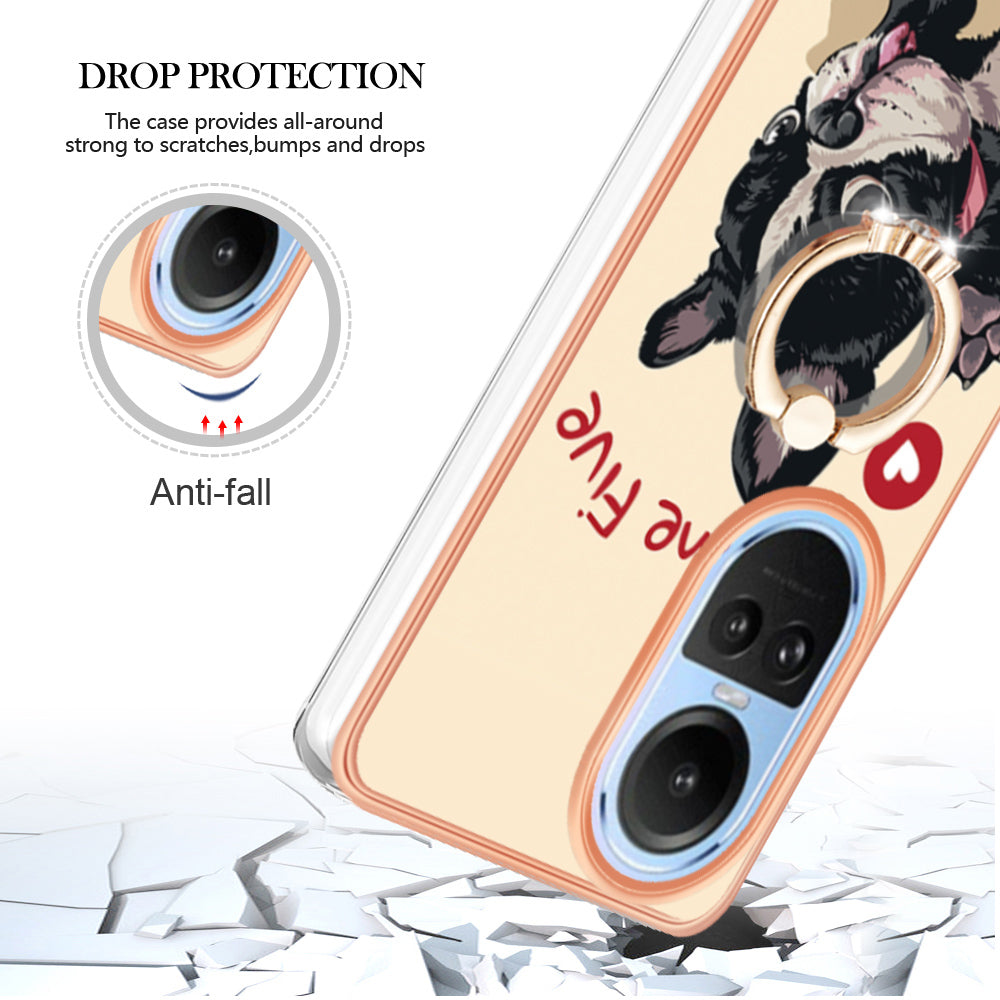 YB IMD Series-20 Style D for Oppo Reno10 5G (Global) 2.0mm IMD Pattern Phone Case Electroplating TPU Cover