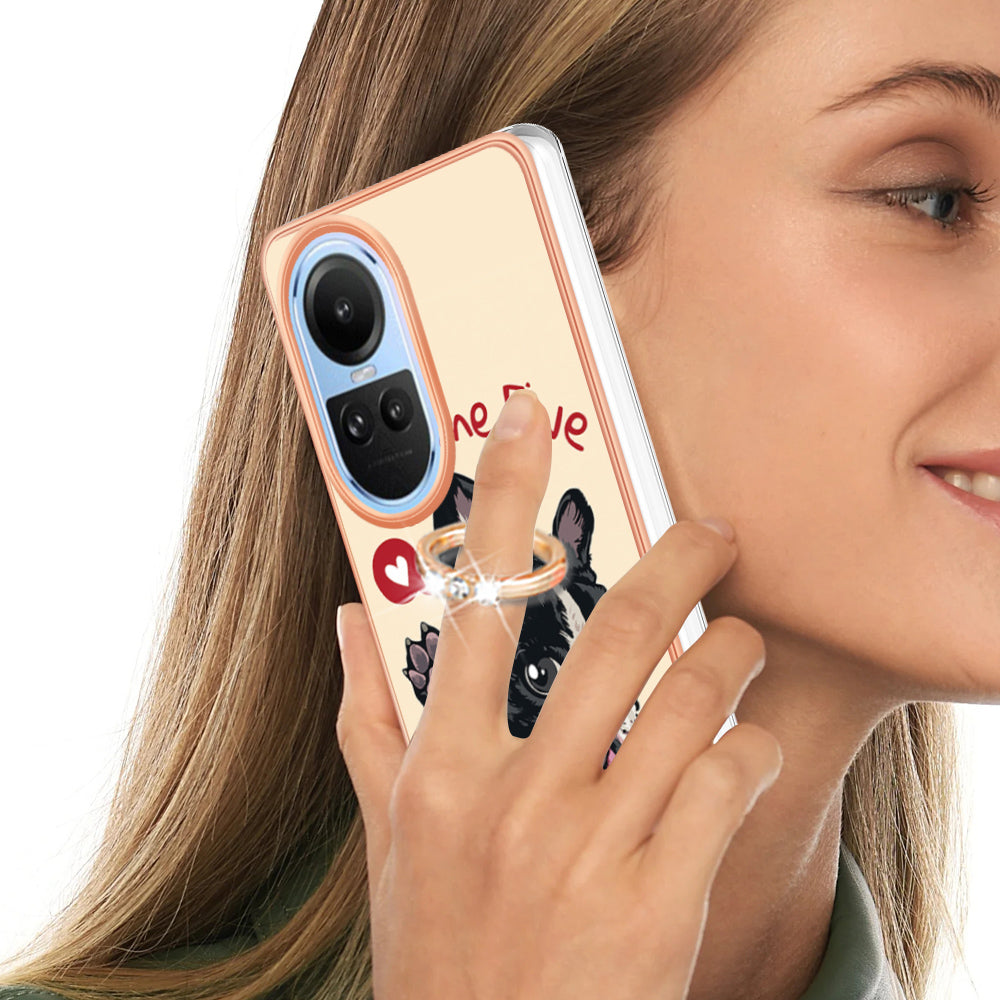 YB IMD Series-20 Style D for Oppo Reno10 5G (Global) 2.0mm IMD Pattern Phone Case Electroplating TPU Cover