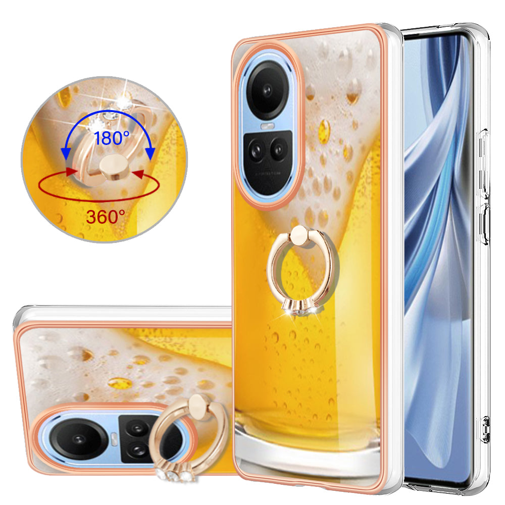 YB IMD Series-20 Style D for Oppo Reno10 5G (Global) 2.0mm IMD Pattern Phone Case Electroplating TPU Cover