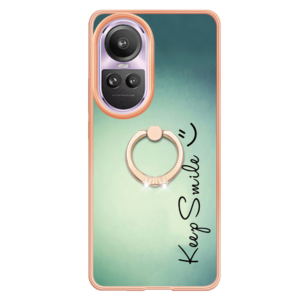 YB IMD Series-20 Style D for Oppo Reno10 Pro 5G (Global) 2.0mm TPU Case IMD Pattern Electroplating Phone Kickstand Cover