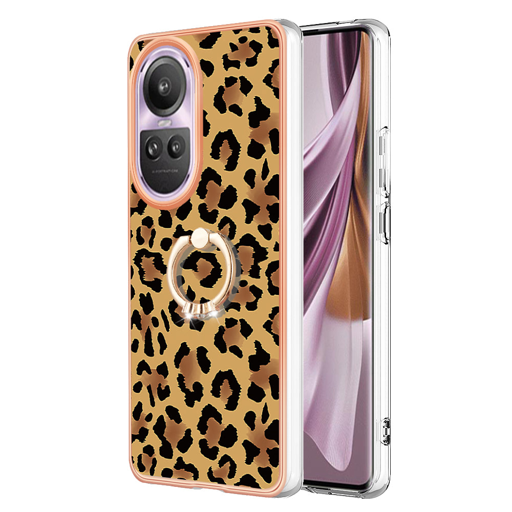 YB IMD Series-20 Style D for Oppo Reno10 Pro 5G (Global) 2.0mm TPU Case IMD Pattern Electroplating Phone Kickstand Cover